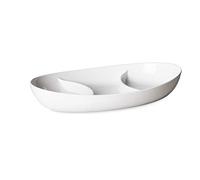 Omada Design Plato ovalado para servir o plato de aperitivo en plástico bicolor, longitud 28 cm, impalable, apto para lavavajillas, línea Trendy