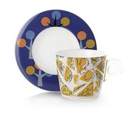 Omada Design Plexart - Juego de 2 tazas de café, de plástico irrompible con 2 platos, línea Plexart
