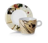 Omada Design Plexart - Juego de 2 tazas de café, de plástico irrompible con 2 platos, línea Plexart