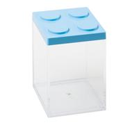 OMADA Design - Recipiente para peladillas o caramelos, tipo ladrillo, de plástico transparente y tapa de color, 1000 ml, 10 x 10 x 15,5 cm