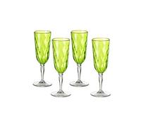 Omada Design Set de 4 copas de champán de plástico, 17,5 cl, ideal para aperitivos o tostadas, apto para lavavajillas, efecto diamante, Línea Diamond
