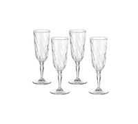 omada Design Set de 4 copas de champán de plástico, 17,5 cl, ideal para aperitivos o tostadas, apto para lavavajillas, efecto diamante, Línea Diamond