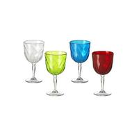 Omada Design Set de 4 copas de vino de plástico, 27.5 cl, Made in Italy, apto para lavavajillas, Diamond Line