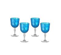 Omada Design Set de 4 copas de vino de plástico, 27.5 cl, Made in Italy, apto para lavavajillas, Diamond Line