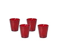 Omada Design Set de 4 vasos de agua coloreados de 35 n plástico irrompible, resistente y apto para lavavajillas, apilable, línea Diamond