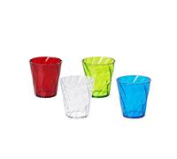 omada Design Set de 4 vasos de agua coloreados de 35 n plástico irrompible, resistente y apto para lavavajillas, apilable, línea Diamond