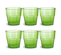 omada Design set de 6 vasos de 30 ebidas o vasos largos, 12,5 cm de alto en plástico, irrompible, apilable, forma octogonal y apto para lavavajillas, línea Unglassy (6 Piezas Verde)