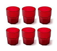 omada Design set de 6 vasos de 30 ebidas o vasos largos, 12,5 cm de alto en plástico, irrompible, apilable, forma octogonal y apto para lavavajillas, línea Unglassy (6 Pezzi Rojos)