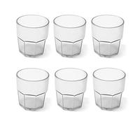 omada Design set de 6 vasos de 30 ebidas o vasos largos, 12,5 cm de alto en plástico, irrompible, apilable, forma octogonal y apto para lavavajillas, línea Unglassy (6 Piezas Transparente)