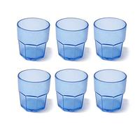 omada Design set de 6 vasos de 30 ebidas o vasos largos, 12,5 cm de alto en plástico, irrompible, apilable, forma octogonal y apto para lavavajillas, línea Unglassy (6 Pezzi Turquesa)