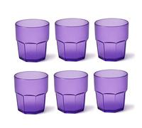 omada Design set de 6 vasos de 30 ebidas o vasos largos, 12,5 cm de alto en plástico, irrompible, apilable, forma octogonal y apto para lavavajillas, línea Unglassy (6 Piezas Viola)