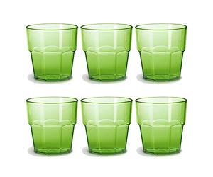omada Design set de 6 vasos de 30 ebidas o vasos largos, 12,5 cm de alto en plástico, irrompible, apilable, forma octogonal y apto para lavavajillas, línea Unglassy (6 Piezas Verde)