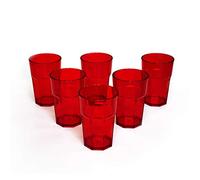 Omada Design set de 6 vasos de bar, refresco o bebida larga 42.5 cl, 12.5 cm de alto en plástico, irrompible, apilable, octogonal y apto para lavavajillas, Unglassy Line