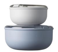 omada Diseño: juego de 2 recipientes herméticos redondos para alimentos de 0,75 L y 1,8 L, fiambrera con tapa transparente - Fabricado en Italia - Línea Pull Box