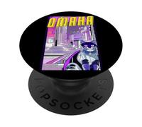 Omaha Gato Retro Anime Paisaje Urbano Nebraska EE. UU. PopSockets PopGrip Adhesivo
