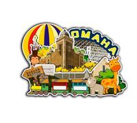 Omaha - Imán para nevera de Nebraska USA de madera, diseño de monumentos 3D, decoración de recuerdos coleccionables, hecho a mano -4436