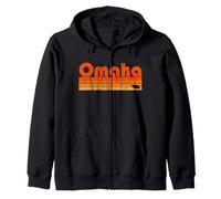 Omaha, Nebraska, estilo retro de los años 80 Sudadera con Capucha