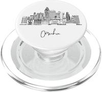 Omaha Nebraska Skyline US Viajes Souvenirs Negro Paisaje urbano PopSockets PopGrip para MagSafe