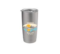 Omaha Nebraska Souvenir Montaña Puesta de sol Río Vaso térmico de acero inoxidable de doble pared