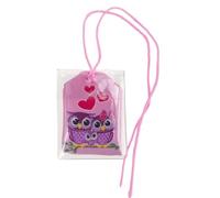 Omamori japonés - Diseño de búhos - Amor, pasión - Amuleto Amuleto Tradicional - 6 x 4 cm - Rosa - Tela, plástico - Objeto Deco - Idea de Regalo Asia