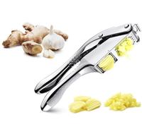 Omana Prensa de ajos y rebanadora de ajos de alta resistencia, trituradora profesional de acero inoxidable de 21 cm con mango ergonómico antideslizante, herramienta de cocina fácil de limpiar