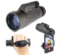 Omano Smithsonian - Telescopio monocular de 12 x 50 con Adaptador de Smartphone, monoculares para Adultos, telescopio de Alta Potencia, monocular Ideal para observación de Aves y entusiastas de la