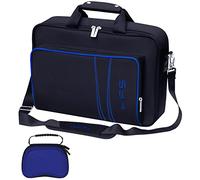omarando Estuche de Transporte para PS5,Bolsa de Almacenamiento de Viaje para PS5,Bolsa de Consola para Juegos y Accesorios de PS5, Caja Protectora de Controlador de Gamepad incluida (Negro-Azul)