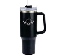 OMARZAI Vaso al vacío de acero inoxidable de 40 onzas con asa, tapa de interruptor con popote