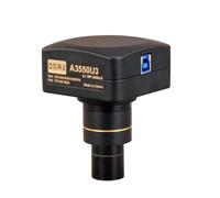 OMAX - Cámara Digital A3550U3 5MP USB3.0 para microscopio con Diapositiva de calibración de 0.01mm (Windows 8 y 10, Mac OS X, Compatible con Linux)