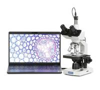 OMAX - Microscopio compuesto de laboratorio Trinocular digital 40X-2500X LED con cámara USB y etapa mecánica - M83EZ-C03S