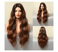 OMBRE RHONDE LARGA ondulada Pelucas Sintéticas Piedra Medio Cabello Natural Con Raíz Oscura compatible with Cosplay Daily Party Resistente al calor(LC025-1)