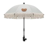 Ombrellone per sedia con morsetto, parasole portatile per passeggino regolabile con grazioso ricamo a orsetto e pizzo, ideale passeggiate all'aperto.