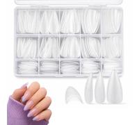 OMBRISA UñAs Postizas Almendra 300 Piezas, Tips UñAs Soft Gel Nail Tips Para UñAs Con Líneas Posicionamiento, 15 Tamaños Tips UñA Acrilicas Puntas de Uñas, Nail Tips para Manicura DIY en Salón y Hogar