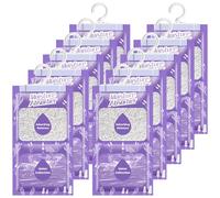 OMECO Bolsa deshumidificadora colgante, bolsa seca desechable a prueba de humedad, 10 x 230 g, granulado de deshumidificación con aroma a lavanda, adecuado para lavandería, armario, estantería, etc