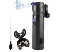OMECO Filtro Interior de Acuario 4 en 1, 700 l/h, con 9 W, UVC, Bomba de Filtro de Acuario, Bomba de Agua para cuencas de Agua Dulce y de mar, Volumen de Acuario de 150-300l con Material de Filtro