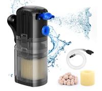 OMECO Filtro interior pequeño de 500 L/H, bomba de filtro para acuario, silenciosa, < 40 dB, 8 W, filtro de acuario ajustable con suministro de oxígeno y filtración, 30 l, 60 l, 120 l, dulce y mar