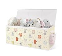 omedecal Baul Juguetes Infantil, Zapatero Cesta Organizador Almacenaje Juguetes Infantil, 124L, Tela Oxford, Plegable, para Dormitorio, Sala de Juegos, 96 x 32 x 40 cm - Animales en Tonos Pastel