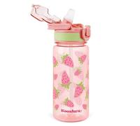 omedecal Botella de Agua, A Prueba de Fugas 600ml Botellas con Pajitas, Sin BPA con Asa, Apto para Lavavajillas - Fresa