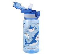 omedecal Botella de Agua, A Prueba de Fugas 600ml Botellas con Pajitas, Sin BPA con Asa, Apto para Lavavajillas - Tiburón