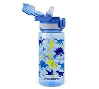 omedecal Botella de Agua, A Prueba de Fugas 600ml Botellas con Pajitas, Sin BPA con Asa, Apto para Lavavajillas - Dinosaurio