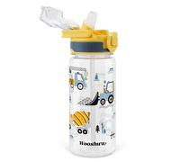 omedecal Botella de Agua, A Prueba de Fugas 600ml Botellas con Pajitas, Sin BPA con Asa, Apto para Lavavajillas - Excavadora