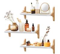 omedecal Estanteria Blanca de Pared, Estantería Cocina Baldas Flotantes Pared Madera Maciza de Pino 40 x 13 x 1,5 cm, para Salón, Baño, Oficina o Dormitorio - Blanco & Natural