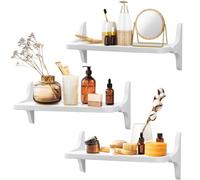 omedecal Estanteria Blanca de Pared, Estantería Cocina Baldas Flotantes Pared Madera Maciza de Pino 40 x 13 x 1,5 cm, para Salón, Baño, Oficina o Dormitorio - Blanco