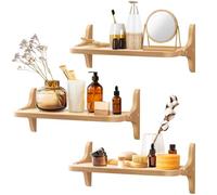 omedecal Estanteria Blanca de Pared, Estantería Cocina Baldas Flotantes Pared Madera Maciza de Pino 40 x 13 x 1,5 cm, para Salón, Baño, Oficina o Dormitorio - Natural