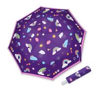 omedecal Paraguas Plegable Niño, Automático Anti-Rebote Paraguas Infantil Portatil Antiviento Reforzado con Cinta Reflectante 360° para Niño Niña - Arcoíris Morado