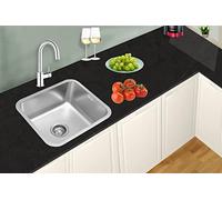 Omeere, 45 x 45, fregadero empotrado cuadrado, pequeño, acero inoxidable 304, grosor del material 0,8 mm, fregadero cocina 1 seno, fregadero de la estructura inferior (fregadero empotrado)