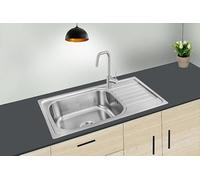 Omeere, 75 x 45 x 18, fregadero de cocina, acero inoxidable 304, grosor del material 0,8 mm, fregadero, fregadero, fregadero empotrado, cuadrado, 1 seno, cocina pequeña (superficie de estante)