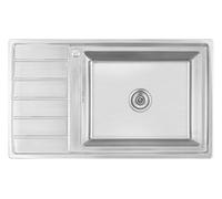 Omeere, 86x50x21, Fregadero empotrable con lavabo grande, 86 x 50 x 40 cm, acero inoxidable 304, grosor de material 0,9 mm, rectangular, escurridor, R20 (escurridor izquierdo y plateado)