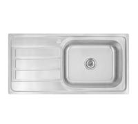 Omeere, Fregadero de cocina 100 x 50 B, acero inoxidable 304, grosor de material 0,8 mm, XXL, 50 x 40 cm, fregadero de cocina, cuadrado, escurridor (escurridor izquierdo)