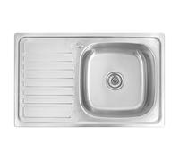 Omeere, Fregadero de cocina empotrable de acero inoxidable 304, grosor de material de 0,8 mm, fregadero de cocina cuadrado, 1 escurridor 80LX50BX18H (escurridor izquierdo y plateado)